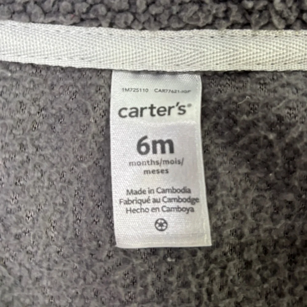 Carter’s Gray Sherpa Fleece Jacket 6M Baby Cozy Soft Full Zip Neutral Unisex